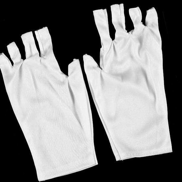 UV-skyddande Handske Stretchig Fingerlös Stickad Vit Professionella Skyddshandskar för Manikyr Kort