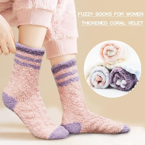 Luddiga strumpor för kvinnor Varma mjuka fluffiga strumpor Comfy Slipper Mysiga strumpor för vintern One Size