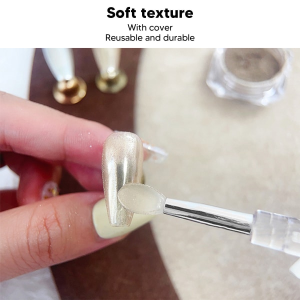 10 stk Nail Art Silikone Stick Genanvendelig Uniform Fastgør Spejl Effekt Pulver Smudge Stick med Cover