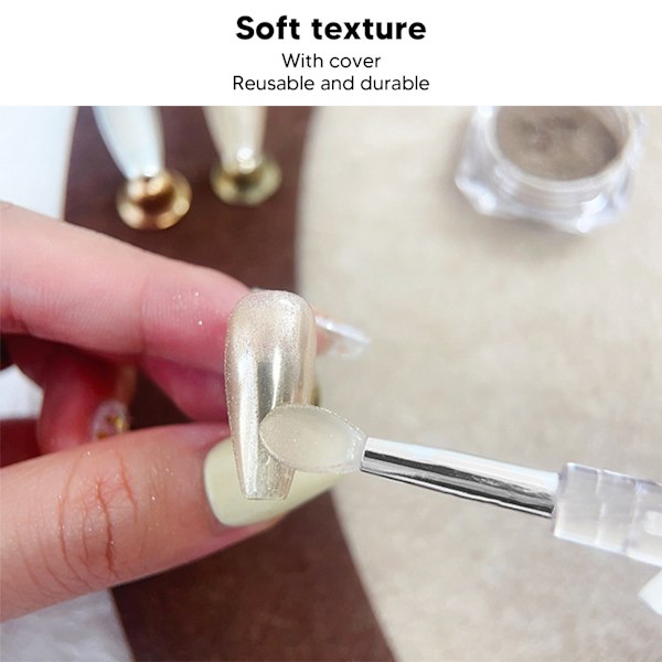10 stk Neglekunst Silikonpinner Gjenbrukbar Jevn Festespeileffekt Pulver Smuss Stift med Deksel