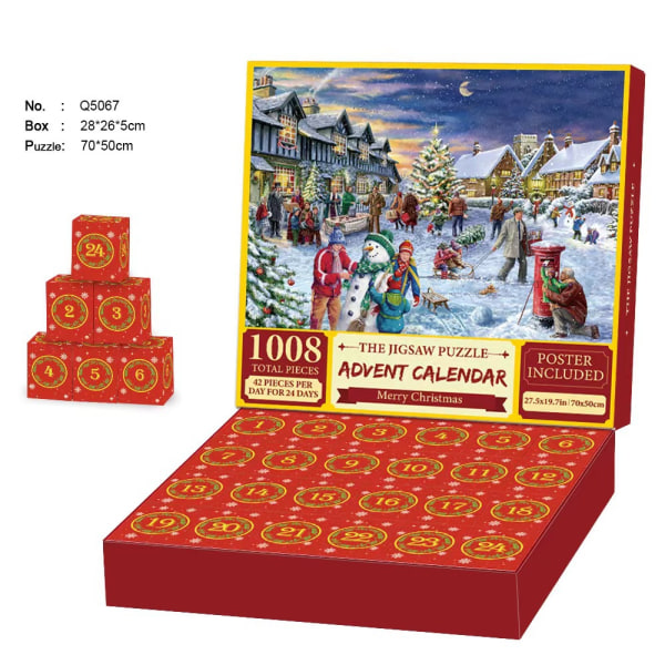 24PCs Christmas Advent Calendar Girl Boy 1008 Pieces Christmas Puzzle Countdown Calendar F