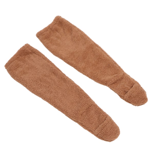 Overknees Fuzzy Sokker Vinter Hjem Sove Myke Tykke Pustende Plysj Strømper Beinsvarmer Brun