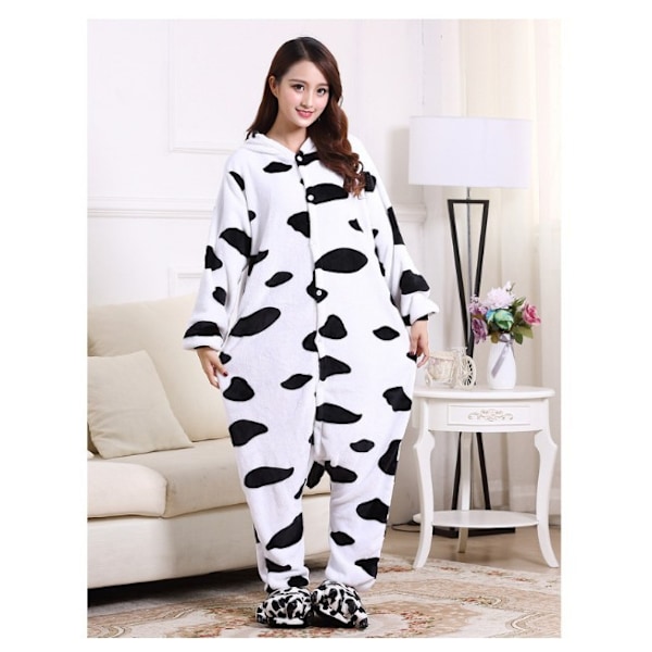 Flanellpyjamas, förtjockade för både män och kvinnor, barnsliga djur, ekorrar, tecknade jumpsuit-pyjamas, hemmakläder, Stitch-fladdermöss cow 110cm