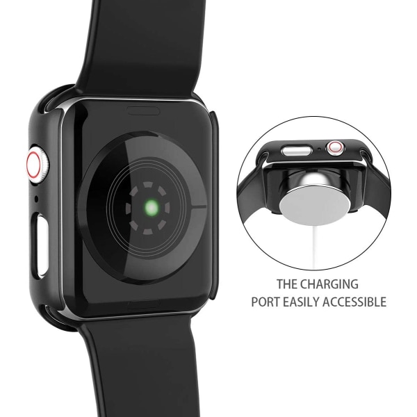 Skærmbeskytter Apple Watch 4/5 (44 mm) Hærdet glas Sort