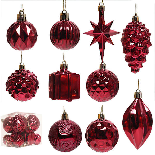 Julgranskulor i Form av Julgranspynt Hängande Ornament Julprodukt Wine Red