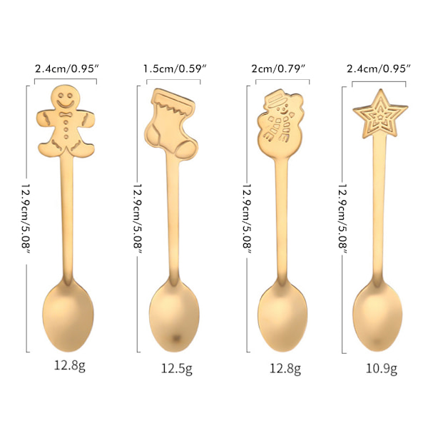 Julsked 4-pack Rostfritt Stål Juldukning Set Kaffe Te Dessert Soppa Rörked