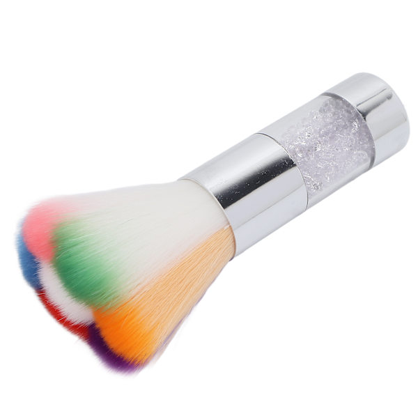 Portabel Enfärgad Sminkborste Fluffig Rougeborste Nagelsalongsdammborste Silver