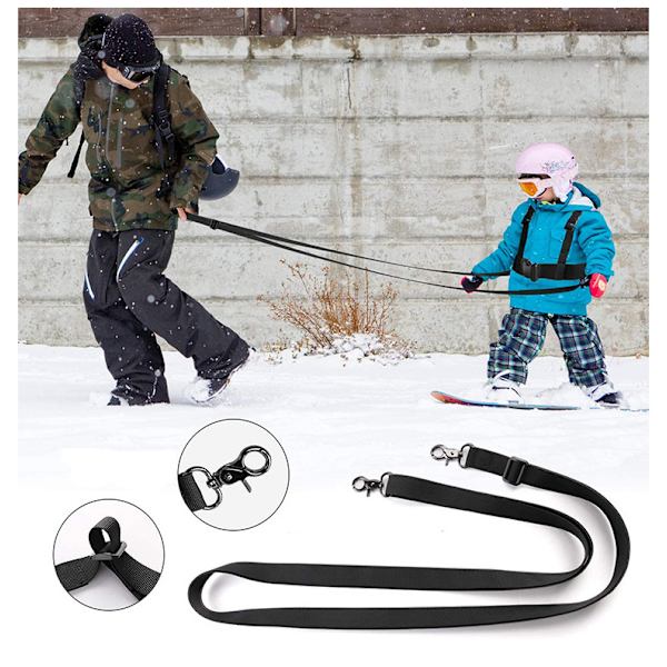 Ski Sele, Snowboard Træningsline Sæde Sele Skøjter Kit med Ski Sikkerhed Anti-faldtov, Velegnet til 3-16 År Black (without Bag)