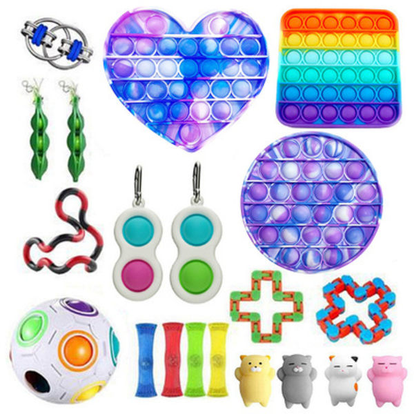 20 kpl. Fidget Pop it -lelusetti lapsille ja aikuisille