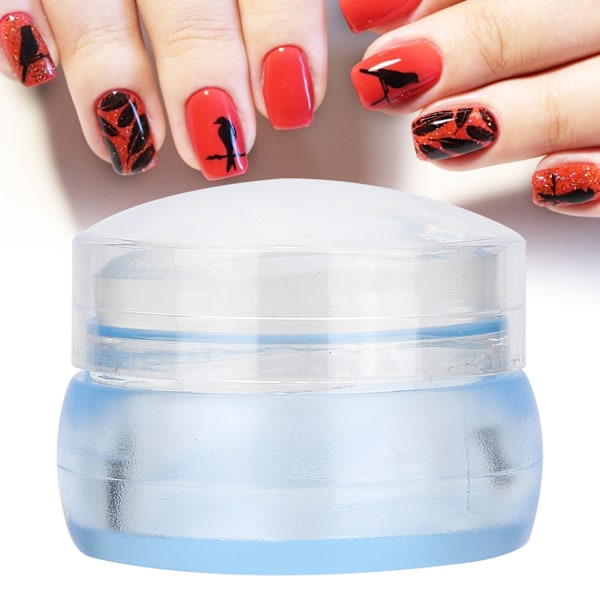 2 st Silikon Nagelstempel med Skrapa Nagelsmyckes Dekorationsverktygssats (Transparent Blå)