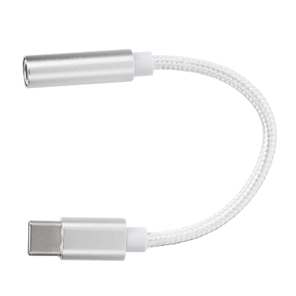 Typ C till 3,5 mm Aux Ljudadapter Flätad Ljudheadset Adapter för Letv / Xiaomi Vit