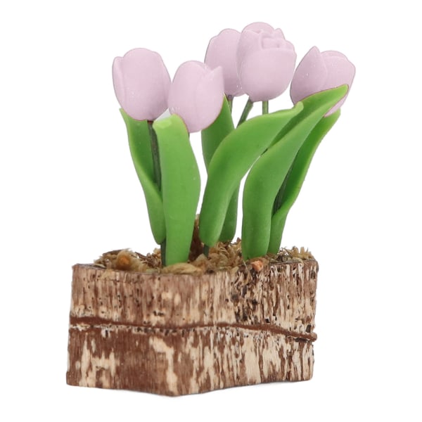 Keinotekoiset tulppaanikukat koristeena 1:12 nukkekodin puutarhaan, simuloitu malli, miniatyyrivaruste, vaaleanpunainen