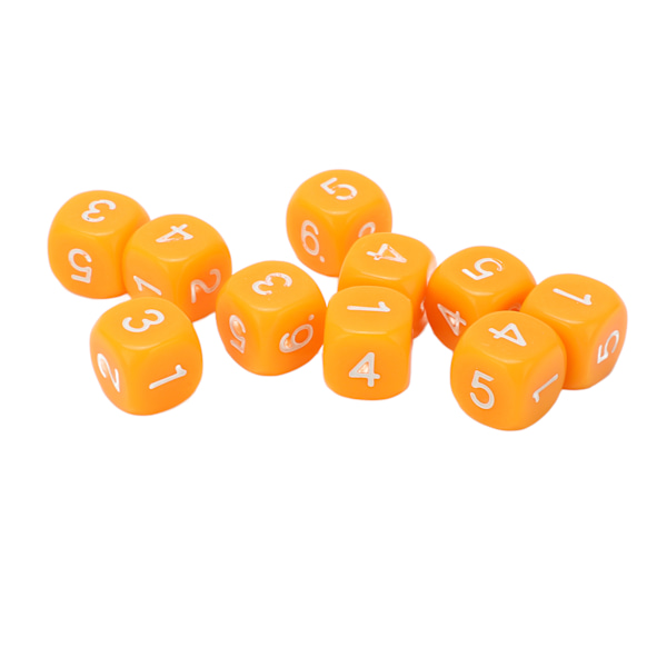 20 kpl 6-sivuista numerokuutiota pyöristetyillä kulmilla, muoviset, lautapeliin ja opetusvälineeksi, oranssit