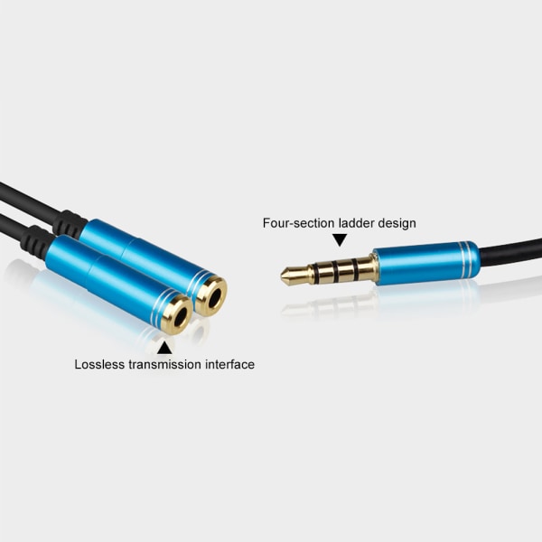 3,5 mm äänenjakokaapeli 3,5 mm uros - 2 porttia 3,5 mm naaras mikrofonilla 3,5 mm jatkojohto apukaapeliadapteri