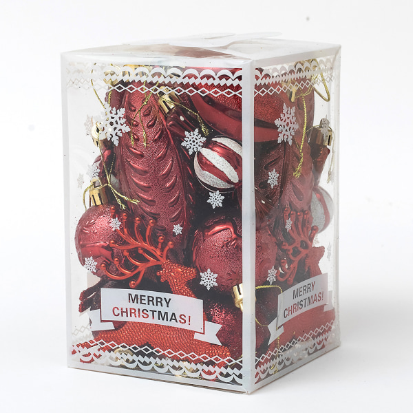 25 st Juldekorationsboll Kreativ Konstig Form Printing Dräkt Julgran Klä upp Litet hänge Red