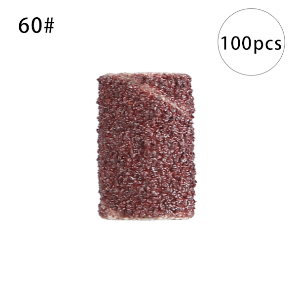 100 stk. Negle Slibeskive Slibhoved Slibebånd Ring Bor Bits Manicure Værktøj 100 stk./#60/Groft Sand
