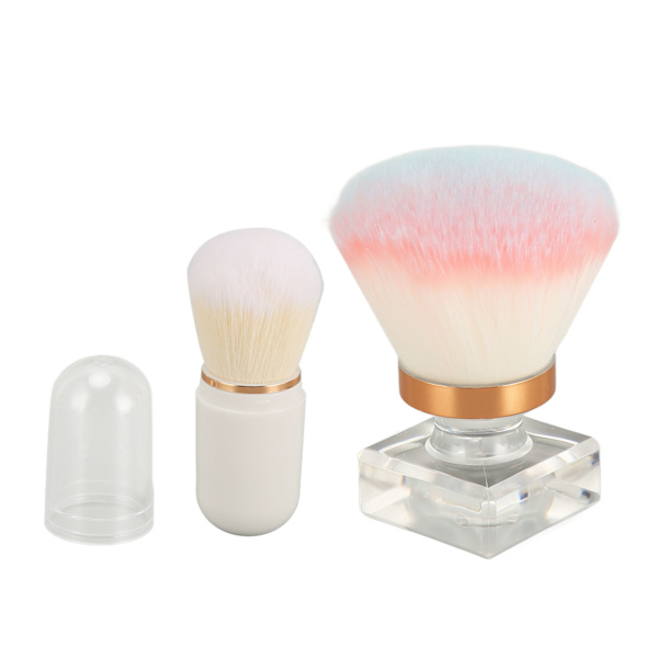 2-pack Löspuderborste Set Syntetiskt Mjukt Borst Hår Stark Greppkraft Makeup Puderborste