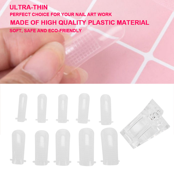 100 st olika storlekar Snabbbyggda Falska Nagelspetsar   Nagelfixering Klämma Nagelkonst Kit Set