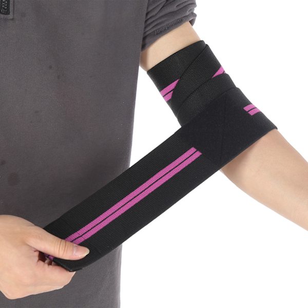 Sports Albuebøjle Beskyttelsesbandage Elastisk Albuewrap Justerbar Kompressionsærme Sort og Lilla Striber
