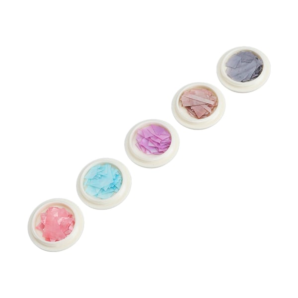 5 kpl Nail Art Shell Flakes Epäsäännöllinen Slice Shell Paljetit Nail Art Decoration Manikyyri tarvike Valkoinen laatikko