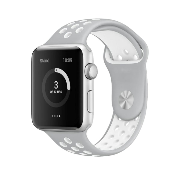 För Apple Watch 42/44mm L silikon Sport klockarmband grå