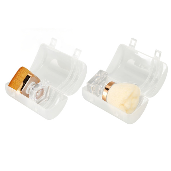 2-pack Löspuder Foundation Borst Set med Transparent Bas Syntetisk Mjuk Fluffig Blandningsborste