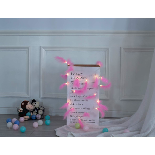 LED Fjeder Lys Kæde Kalkun Fjeder Dekorativ Lys 20 Lampe Fjeder Batteri Lys Macaron Color 1.5M10led