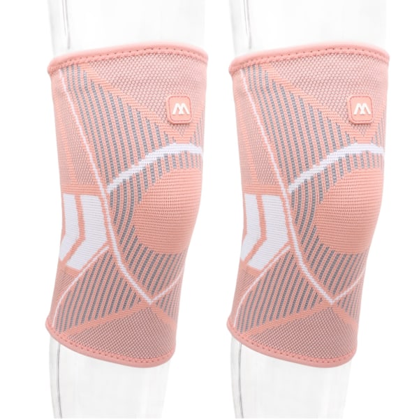 2 st Sports Knäskydd Andningsbart Nylon Stickat Knäskydd 4-sidigt Elastiskt Rep Knäskydd för Löpning Klättring Rosa L