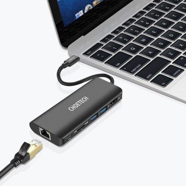 Choetech Dockningsstation Adapter USB-C - Svart Svart