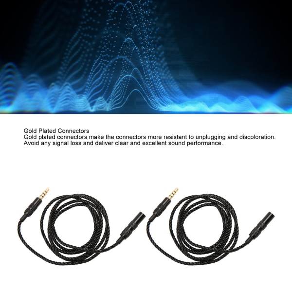 2st 3,5 mm hane till 3,5 mm hona hörlurskabel 3,5 mm aux-jack hörlursförlängningskabel för smartphone 3,3 fot svart