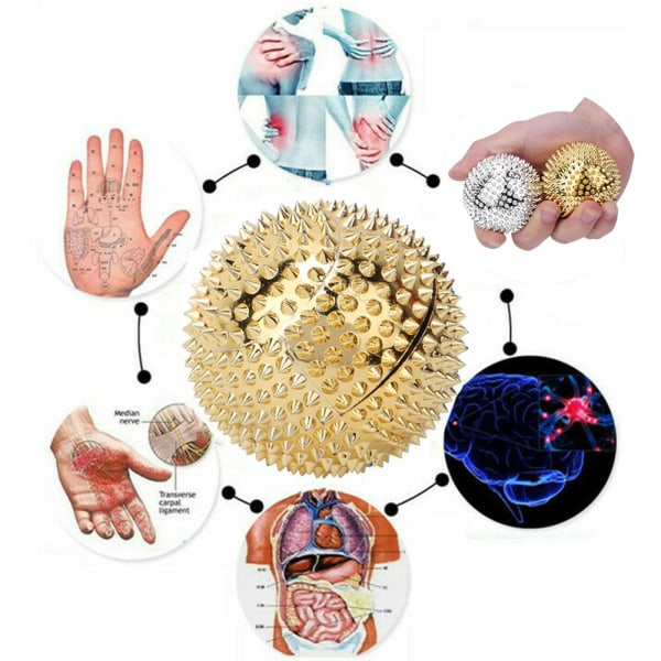 2 Par Spikiga Magnetiska Handmassagebollar, Rullande Spikboll, Tryckavlastning, Triggerpunktsterapi