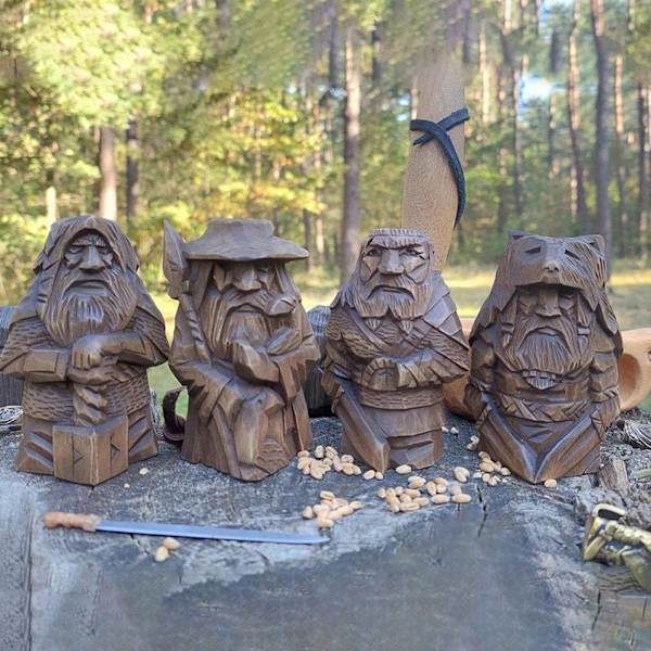 Odin Thor Resin Viking Statue Kunst Håndverk Ornamenter for Hjem Utendørs Hagedekorasjon
