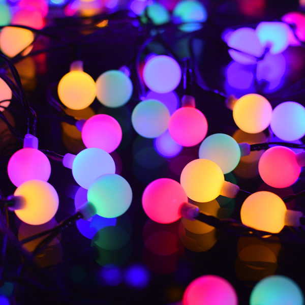 LED-färgad lampa Frostad liten vit boll Julfestival Utomhusgård Dekoration Batterilåda Ljus Color 3M20led USB