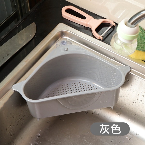 Køkkenvask Trekant afløbskurv Sugeopvask Vaskevask Filter Vandopbevaringsstativ Vask Ragsopbevaring Hængende kurv Gray
