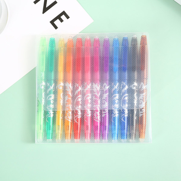 12st Multi Lätt att radera Neutral Pen Creative Color Erasing Penna Student Temperaturkontroll Raderbar Penna Varmvatten Penna 12pcs Color 0.7mm