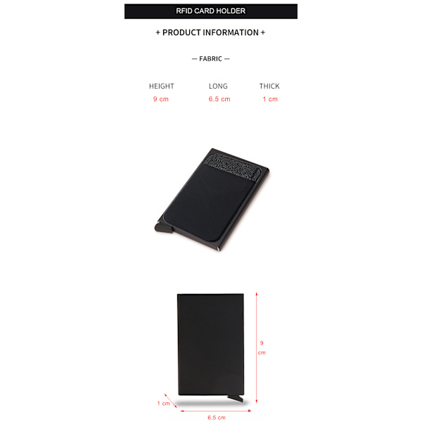 RFID Kortpung Metal Multi-lomme Kortpung Kreditkortboks Automatisk Pop Up Dark gray