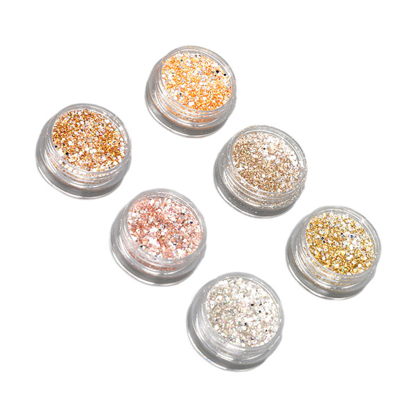 6 Färger Holografiskt Nagelglitter Set Glimmande Nagelkonst Dekoration för Hemma Salong Manikyr