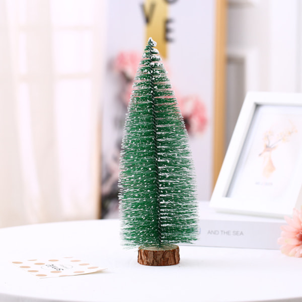 Med lys Tårnformet flokkende snøfuru Desktop juletrepynt julepynt 25cm Pine Tree