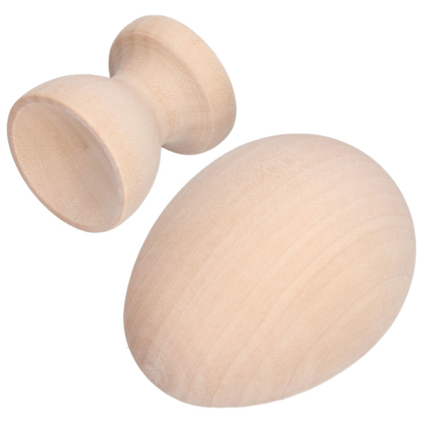 Umalt trepåskeegg - Kunstig treegg med eggekoppholder for DIY-dekorering - Håndverk - Burlywood eggform