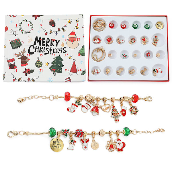 Julklappssmyckesset Låda 24 Nedräkningskalender Advent Överraskning Blind Box DIY E