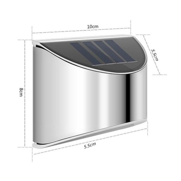 2 solcelle LED vegglampe utendørs hagelampe Hvit lys