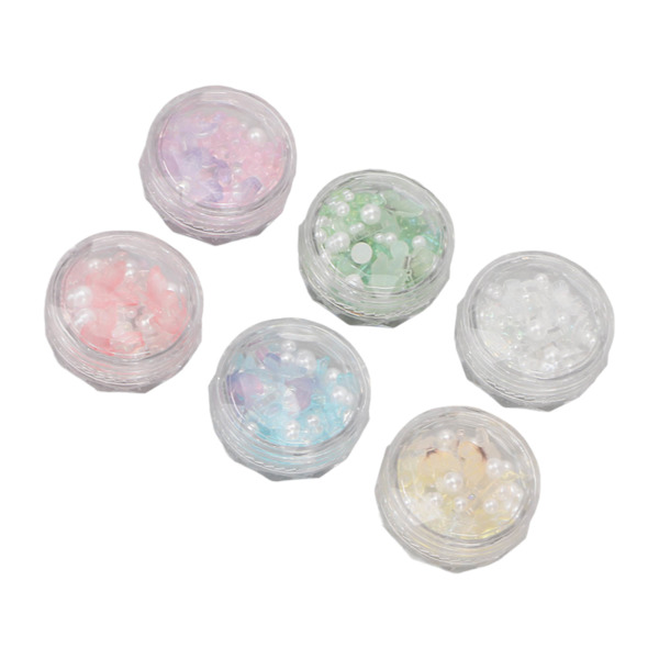 6 Bokser Resin 3D Sommerfuglformet Neglekunstdekorasjonsett Utsøkt Kunstig Perle Negledekorasjon for Kvinner