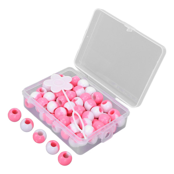 74 stk. Runde hårperler DIY plastik hæklet fletning paryk tilbehør fletning dreadlock perler hår fletning værktøjPink
