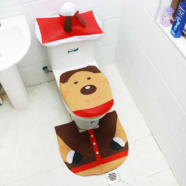 Joulu WC-kansi Iäkäs Lumimies WC-istuimen kansi Lattiamatto Veden säiliön kansi Kudoksen kansi Kolmen osan sarja Elf