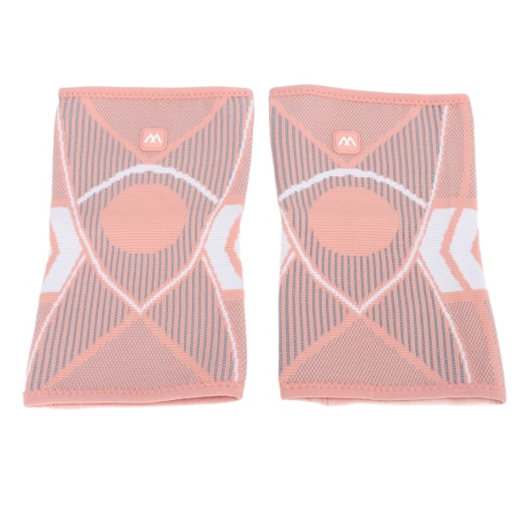 2 stk Sports Knæpuder Åndbar Nylon Strikket Knæpuder 4-Sided Elastisk Reb Knæbeskytter til Løb Klatring Pink M