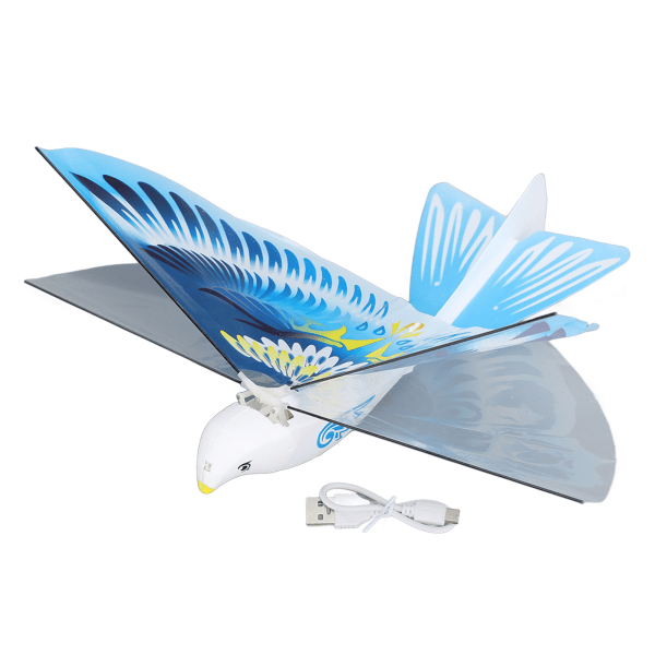 Självflygande duvaleksak USB -port Blå 75 mah LED färgglad ljus elektronisk flygande fågelleksak för pojkar och flickor