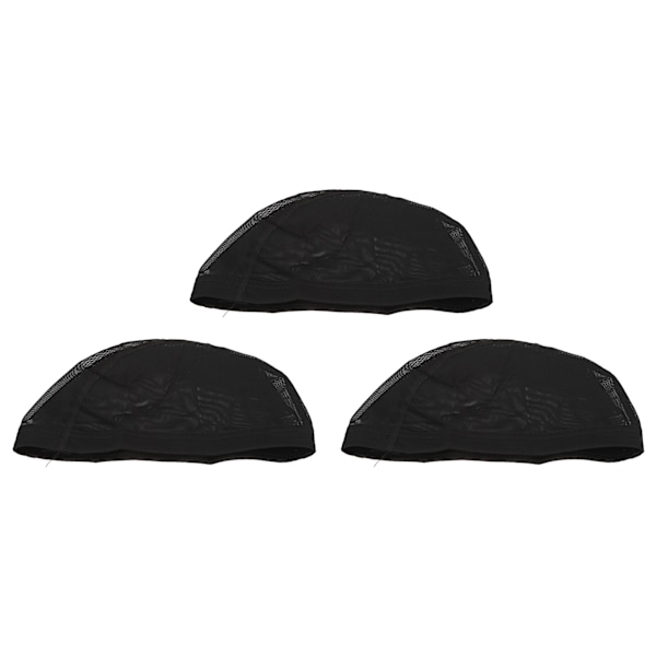 3-pack Peruknät av Nylon, Andningsbart, Bekvämt, Elastiskt, Svart Nät för Peruk