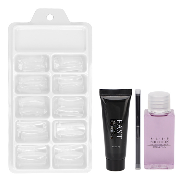 Nagelförlängningsgel-kit med dubbelsidig nagelborste, lösning för att förhindra klibb, 30 ml nagelförlängningsgel, 15 g nagelförlängningsgel