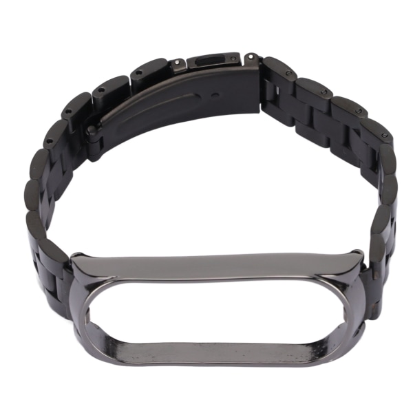 Smartwatch Armbåndsrem i Rustfrit Stål Anti-tabt med Dobbelt Lås Foldbar Spænde til Mi Band 6 Sort