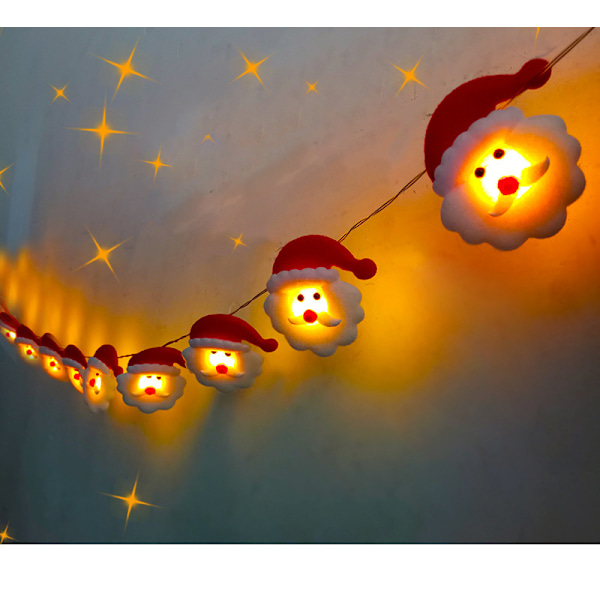 Julestof Santa Claus Lyskæde Festlokale Julepynt Festoon Lampe Vedhæng Warm White 1.65M10led (Battery)